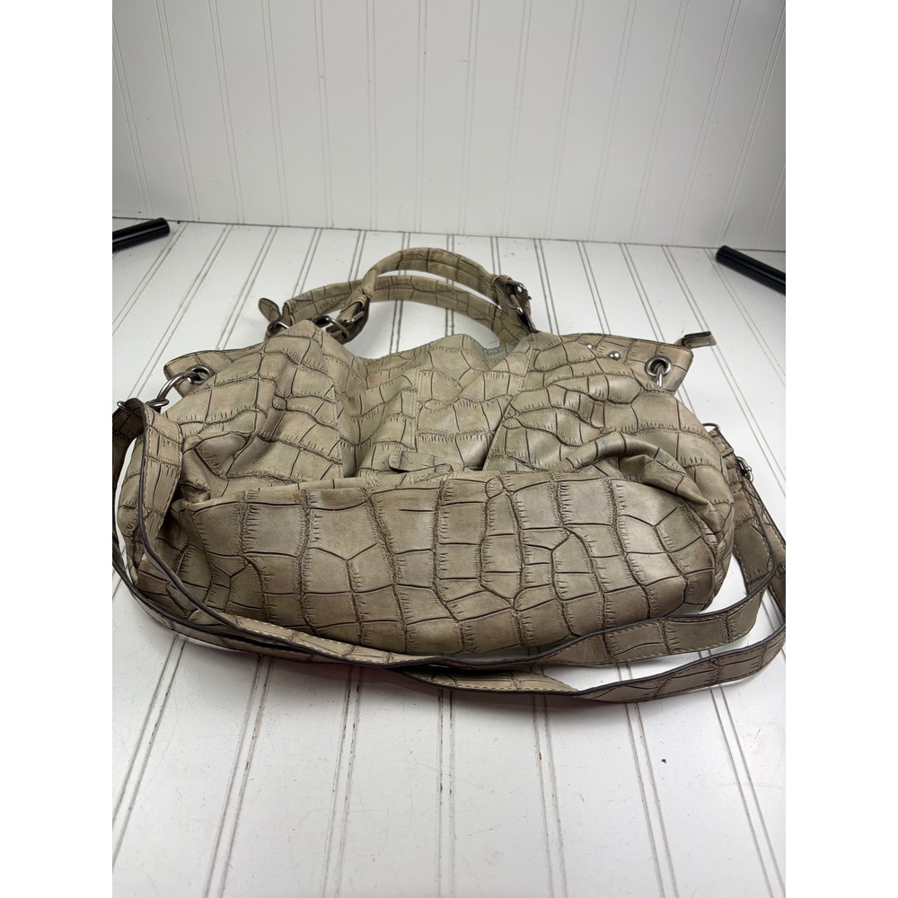 Charming Charlie Vintage Y2K Taupe Croc Embossed Shoulder Crossbody Purse - Picture 11 of 13
